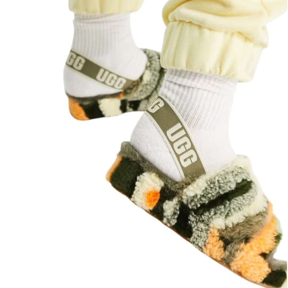UGG, Women’s Fluff Yeah Slide Sheepskin Slipper in Cali Collage Olive, Size 9 US - Picture 2 of 13